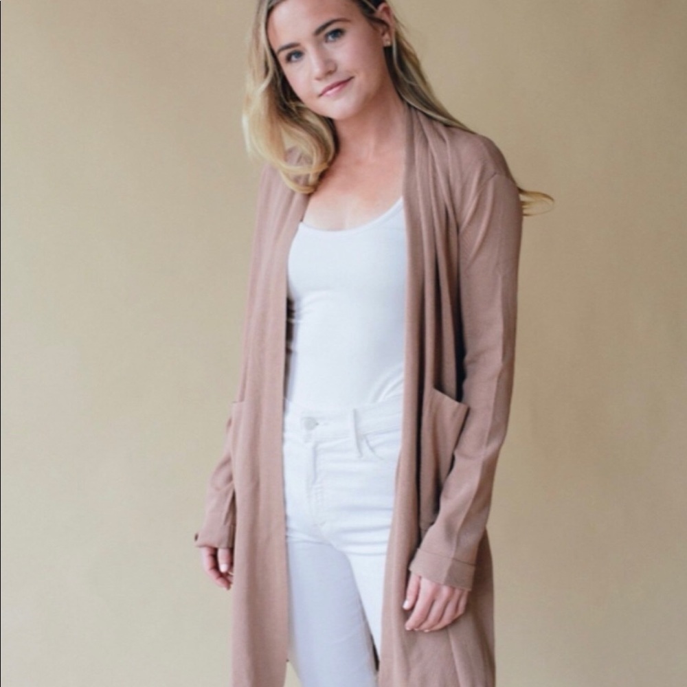 Mod Ref Jack Mocha Open Front Cardigan Size L - image 1